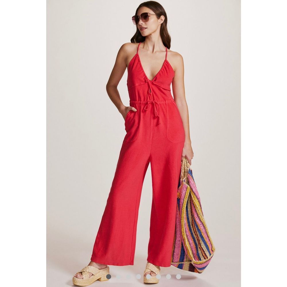 Daily Practice Anthropologie Kit Kat Jumpsuit Dark Pink NWT S - Picture 1 of 3